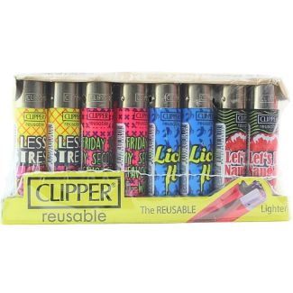 Clipper Reusable More Life and Naugthy Quotes Design Lighters - Assorted