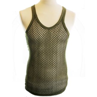 Plain String Vest Military Green - M