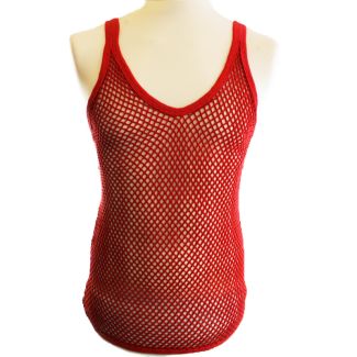 Plain String Vest - Red (X Large)