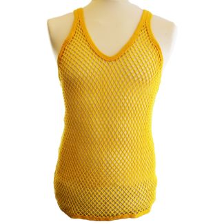 Cotton Mesh String Vest -Yellow 