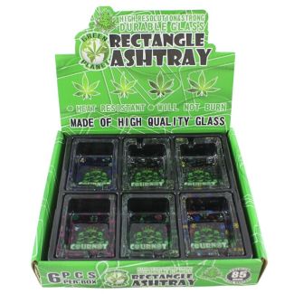 Cournot Skull Rectangle Glass Ashtray - Assorted 