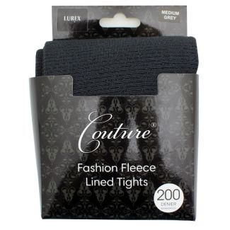 Couture 200 Denier Fleece Lined Lurex Tights - Grey (Medium)
