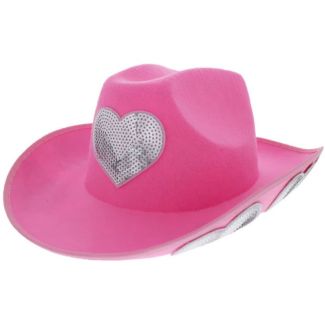 Cowboy Hat with Heart Shape Details - Baby Pink