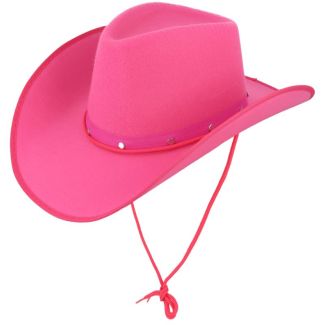Cowboy Hat with Studded Band & Cord - Pink