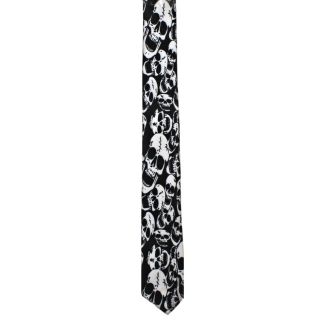 Crazy Laughing Skulls on Black Tie