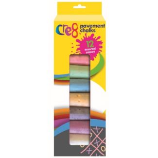 Cre8 12pcs Coloured Jumbo Pavement Chalk - Assorted (12pcs)