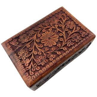 Flower Design Wooden Storage Box (15.5x10cm)