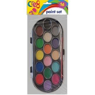 Cre8 16pcs Paint Set with Paint Brush, and Plastic Case