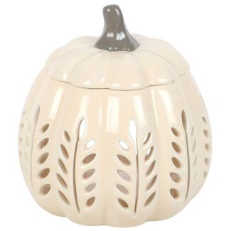 Cream Pumpkin Leaf Cut  Oil Burner and Wax Warmer
