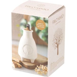 Cream Ribbed Ceramic Palo Santo Burner –  (11cm)