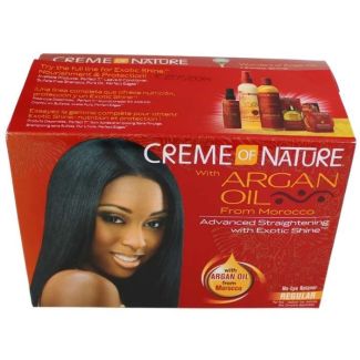 Wholesale Creme Of Nature with Argan Oil  Adavanced Straightening With Exotic Shine - Regular No-Lye Ralaxer Kit