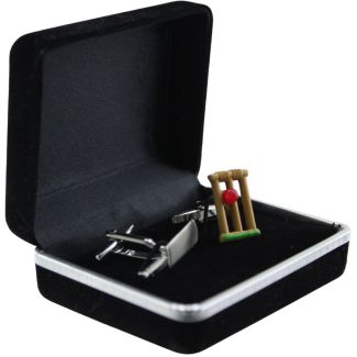 Cricket Bat and Wickets Design Cufflink Pair