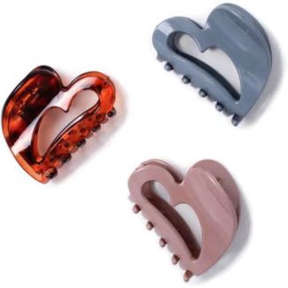 Cut Out Heart Shaped Hair Clamp - Assorted - 6.5cm