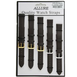 Wholesale Allure Brown Leather Watch Strap - Gold and Silver Buckles - 18mm