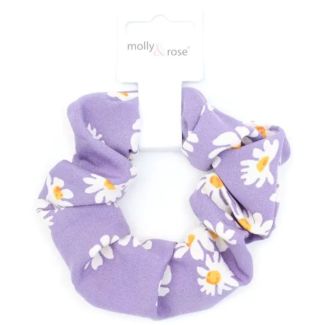 Daisy Print Fabric Hair Scrunchie - Assorted - 10cm