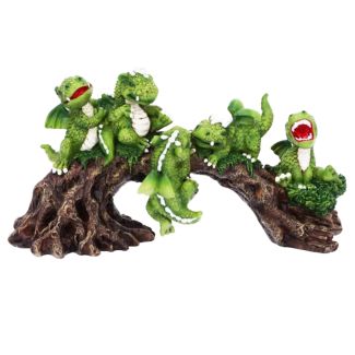 Daring Dragonlings Green Baby Dragons on Branch Figurine - 22.7cm