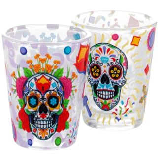 Day of the Dead Glass Shot Glass Set - Pack of 2 (50ml)