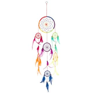 Rainbow Multicolour Feather Dreamcatcher - 90cm