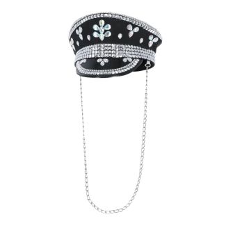 Deluxe Sequin Studded Captains Hat - Black