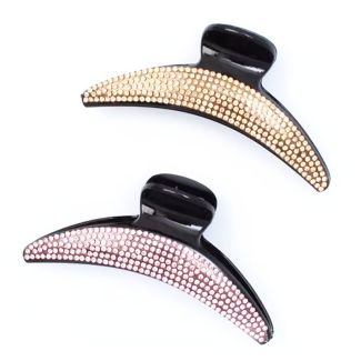 Curved Plastic Clamp With Coloured Diamantes - Assorted Colours 