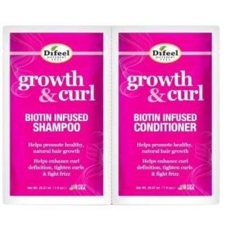 Difeel Growth & Curl Biotin Infused Shampoo and Conditioner - Dual Sachet Set - (29.57ml) 