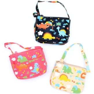 Children's Dinosaur Zip Bag With Shoulder Strap - Assorted Colours ( 10x8cm)