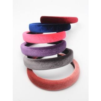 2.5cm Wide Velvet Padded Aliceband - Assorted Colours