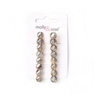 2pcs Translucent Facetted Stone Detail Hair Clips - Assorted - 6cm