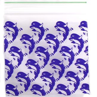 Wholesale Grip Seal Printed Resealable Bags - Dolphin (2'' x 2'')