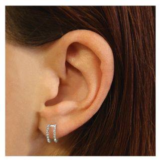 Sterling Silver Double Gemset Hoop Ear Studs