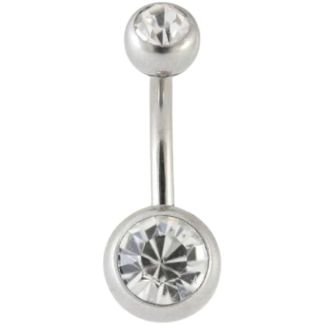 Double Jewelled Belly Bar – Clear 10mm
