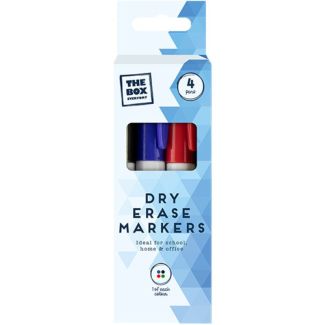 4pcs Dry Erase Markers for White Boards - Black, Blue, Red & Green Assortment