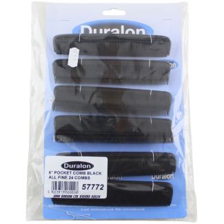 Duralon 6" Pocket Comb Black All Fine Combs