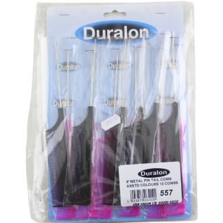Duralon 8" Metal Pin Tail Comb – Assorted