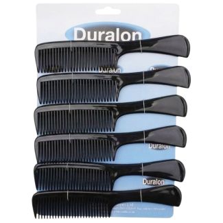 Duralon Black Wide Tooth Hair Comb with Handle - 19.5cm