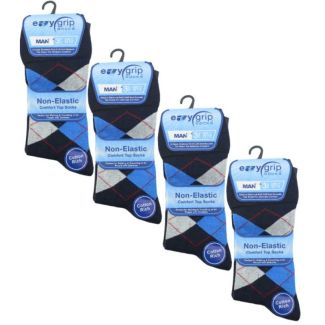 Men's Non-Elastic Comfort Top Argyle Socks - (3 Pack)