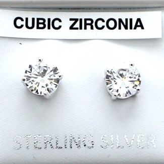 Wholesale Sterling Silver Round CZ Stud-6mm