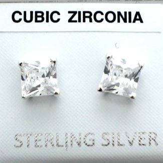 Wholesale Sterling Silver Square CZ Studs-6mm
