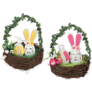 Easter Themed Bunny Basket Decoration- Assorted