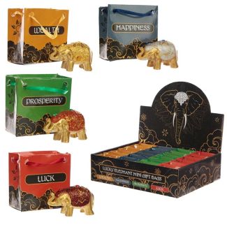 Metallic Glitter Lucky Elephant in a Mini Gift Bag - Assorted 
