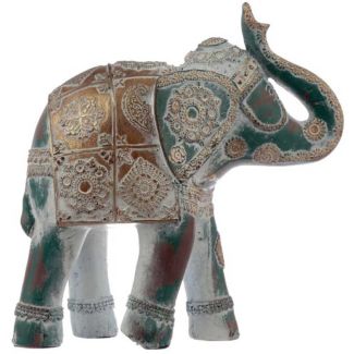 Wholesale Thai Brushed Gold and White Verdigris Elephant-ELE19