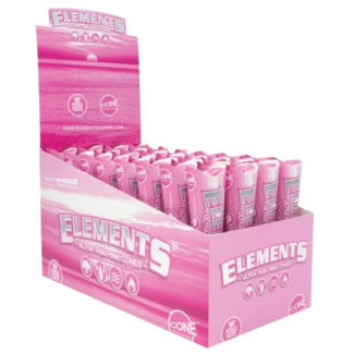 Elements Pink Ultra Thin King Size Backrolled Cones - 3 x 32 packs