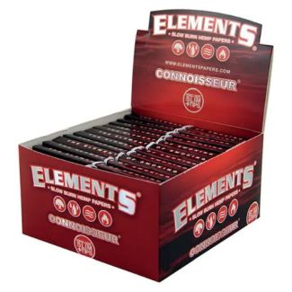Elements Red King Size Slim Connoisseur Rolling Papers + Tips - 24 packs
