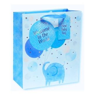 ''Welcome To The World'' Baby Boy Sky Blue Gift bag (Large)