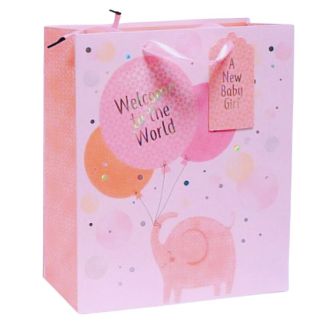 ''Welcome To The World''  Baby Girl Pink Gift bag  (X-Large)