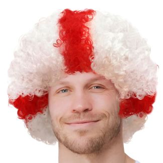 England St George's Flag Afro Wig - Red & White