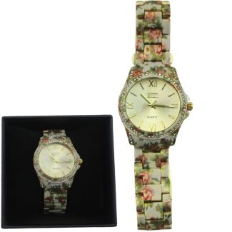 Eton Ladies Floral Print Watch – Beige