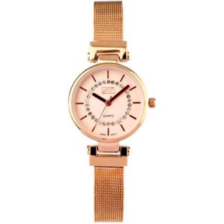 Eton Ladies Diamante Dial Mesh Watch – Rose Gold