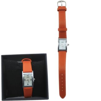 Eton Ladies Ridged Strap Watch – Silver & Orange