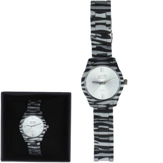 Eton Ladies Zebra Print Watch – Black & Grey